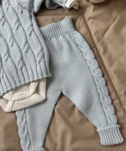 Alternative view of Gebreide 3-delige set kraagje babyblauw
