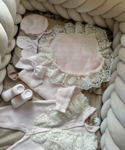 Unieke complete newbornset wikkeldeken Roze
