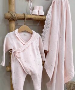 Alternative view of Complete Newbornset Pointelle 5-delig Roze