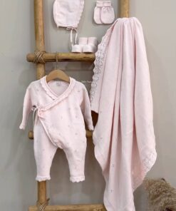 Complete Newbornset Pointelle 5-delig Roze