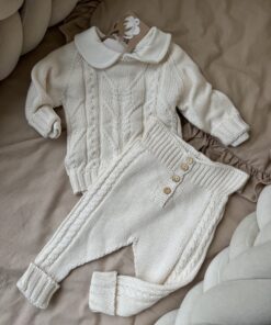 Gebreide 3-delige set Creme Unisex