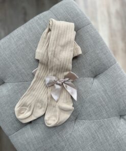 Maillot Ribbel Beige Strik Satin