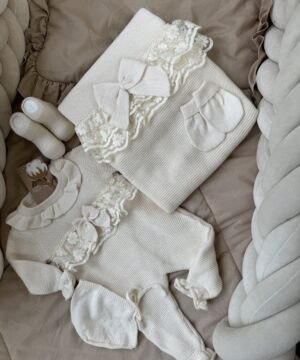 Complete Newbornset LaceBow 5-delig Cream