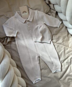 Gebreid 2-delig boxpakje Taupe Unisex
