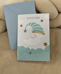 Wenskaart glitter Gefeliciteerd een Jongetje