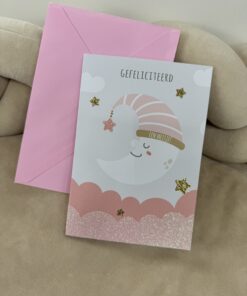 Wenskaart glitter Gefeliciteerd een Meisje