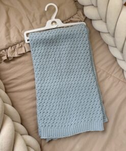 Gebreide wiegdeken Babyblauw