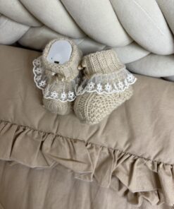 Gebreide Slofjes Kant Strik Beige