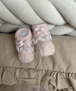 Gebreide Slofjes Kant Strik Roze