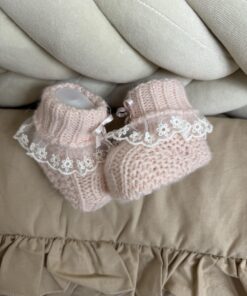 Alternative view of Gebreide Slofjes Kant Strik Roze