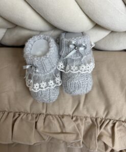 Gebreide Slofjes Kant Strik Grey