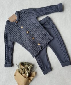 Gebreide set 2-delig Comfy Cable Space Blue