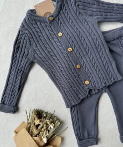 Alternative view of Gebreide set 2-delig Comfy Cable Space Blue