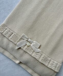 Gebreide wiegdeken Broderie Strik Beige