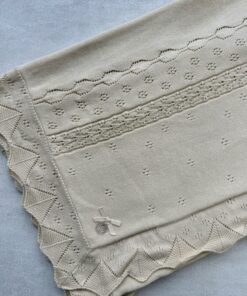 Gebreide wiegdeken Beige