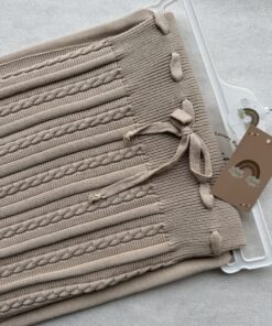 Gebreide wiegdeken Beige