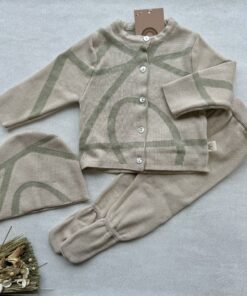 Gebreide 3-delige Set Beige Sage Loops