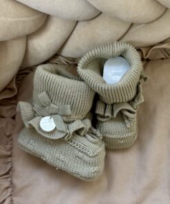 Gebreide Booties Ruffled Strik Sage