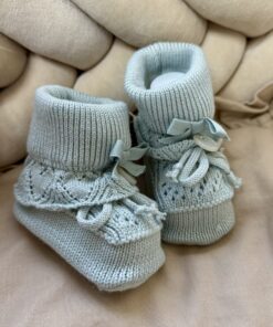 Gebreide Booties Ruffled Strik Aqua Mint