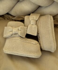 Gebreide Booties Bow Beige