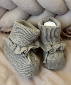 Gebreide Booties Ruffled Sage