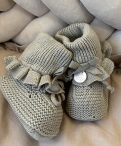 Gebreide Booties Ruffled Strik Sage
