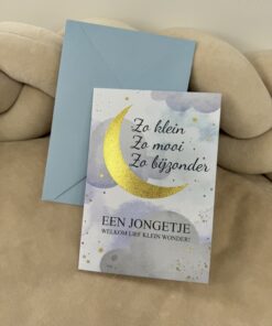 Wenskaart glitter Maan Wolkje