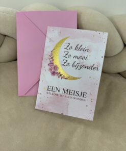 Wenskaart glitter Maan Wolkje