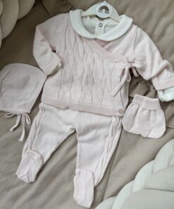 Gebreide 5-delige Newbornset Roze