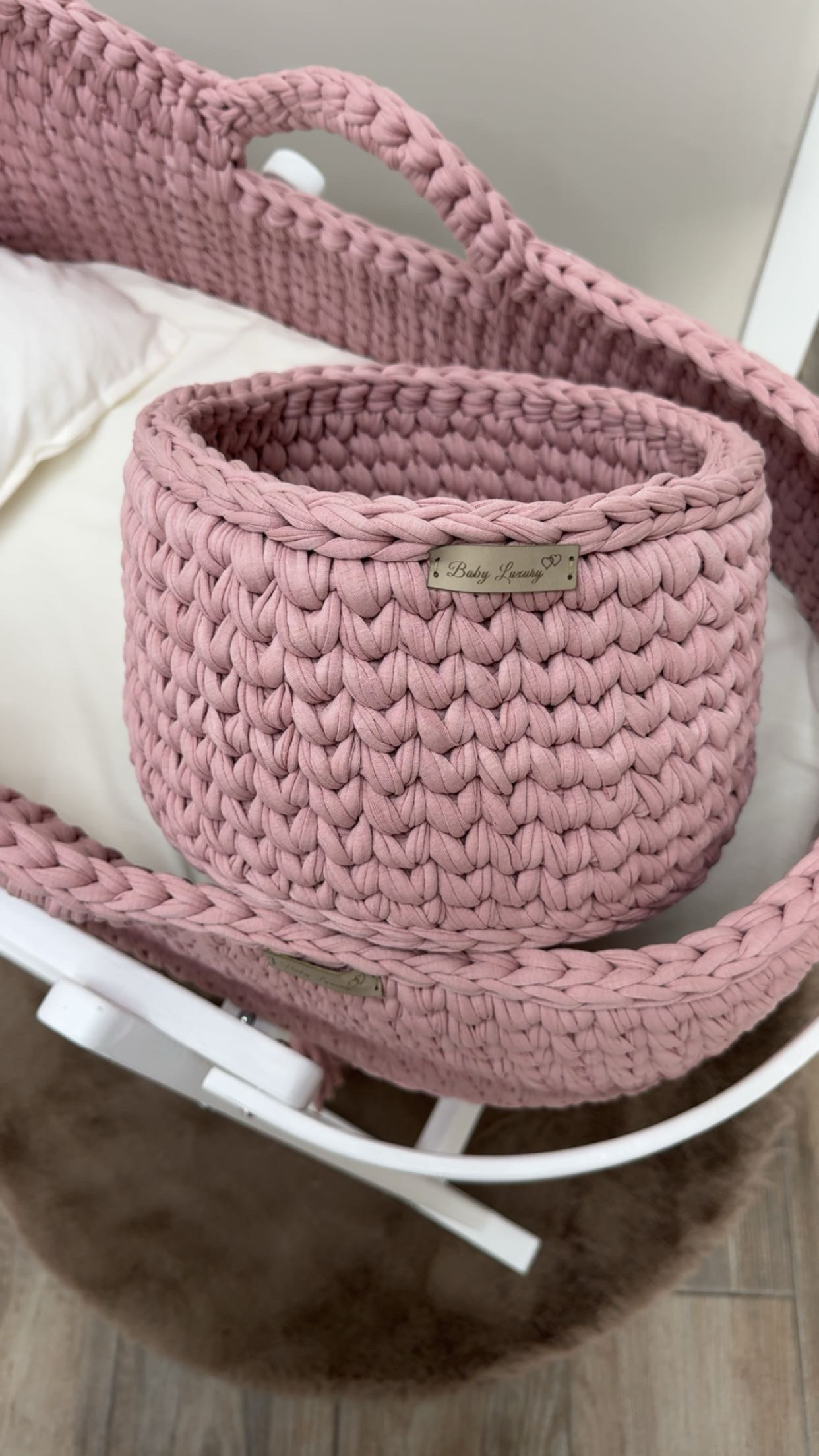 Handgemaakte  Commodemand Rond OldPink